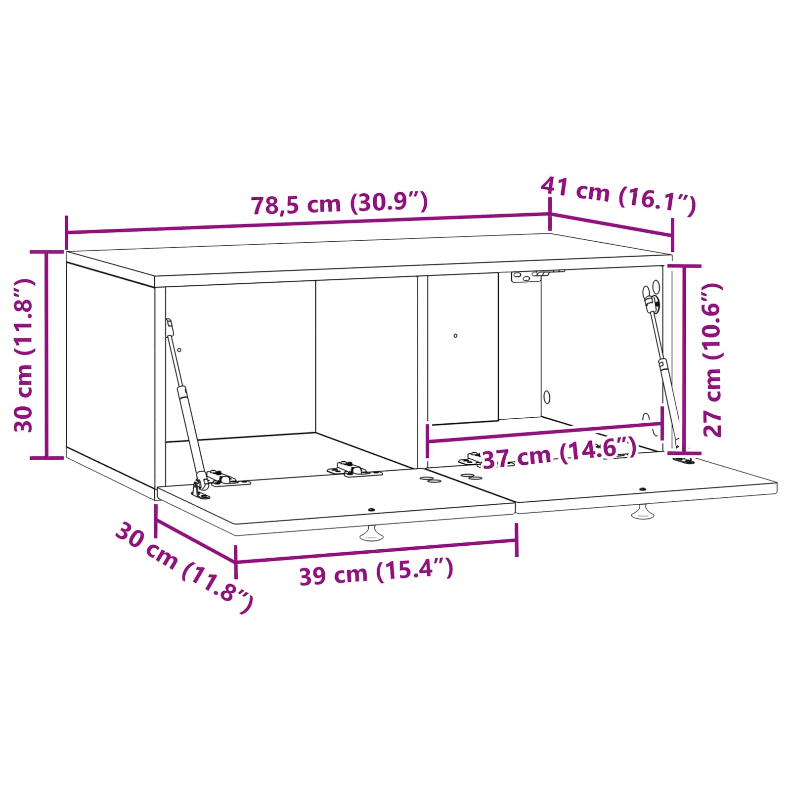 Mobile Porta TV da Muro Rovere Fumo 78,5 x 41 x 30 cm | homemem39