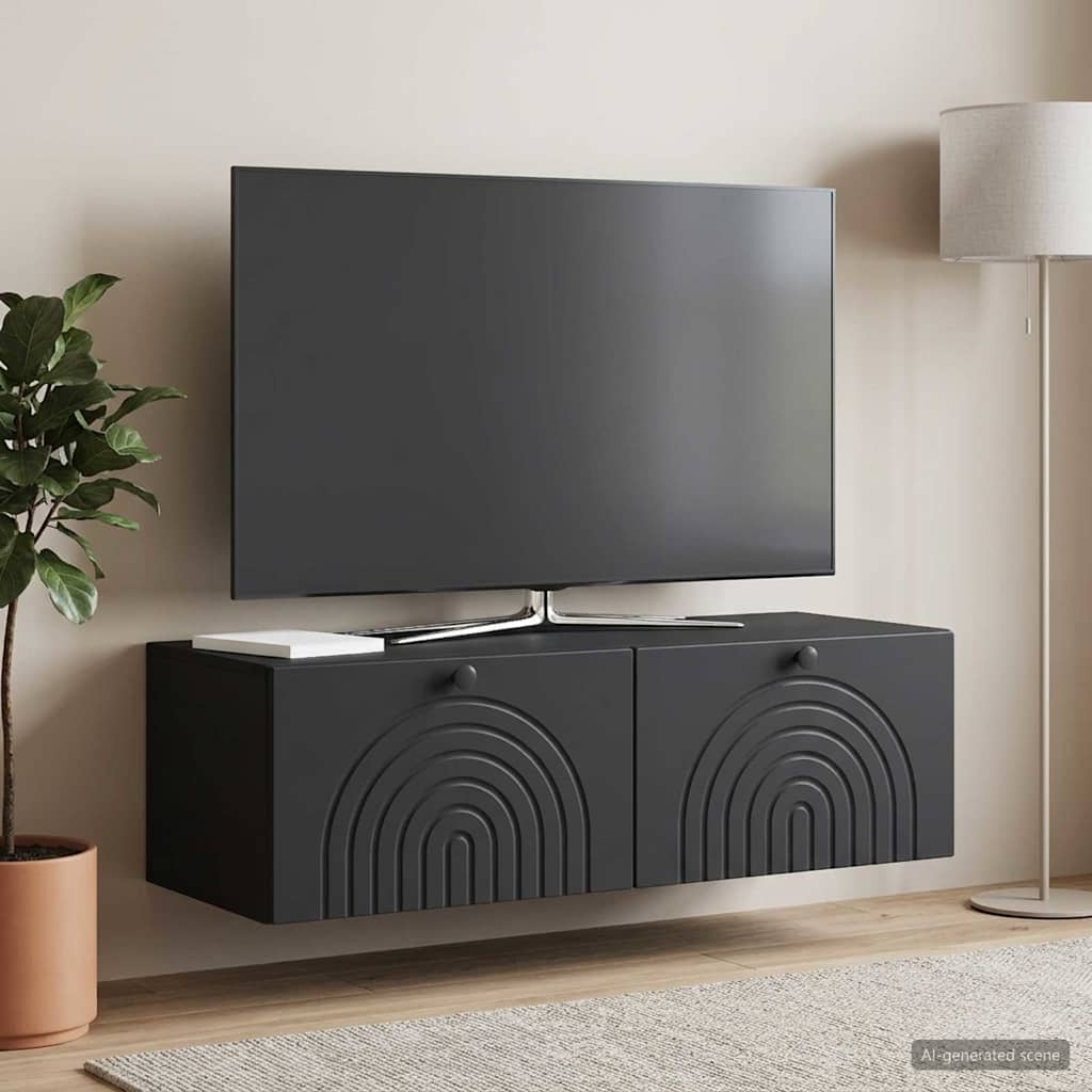 Mobile Porta TV da Muro Montaggio a parete Nero 99 x 41 x 30 cm