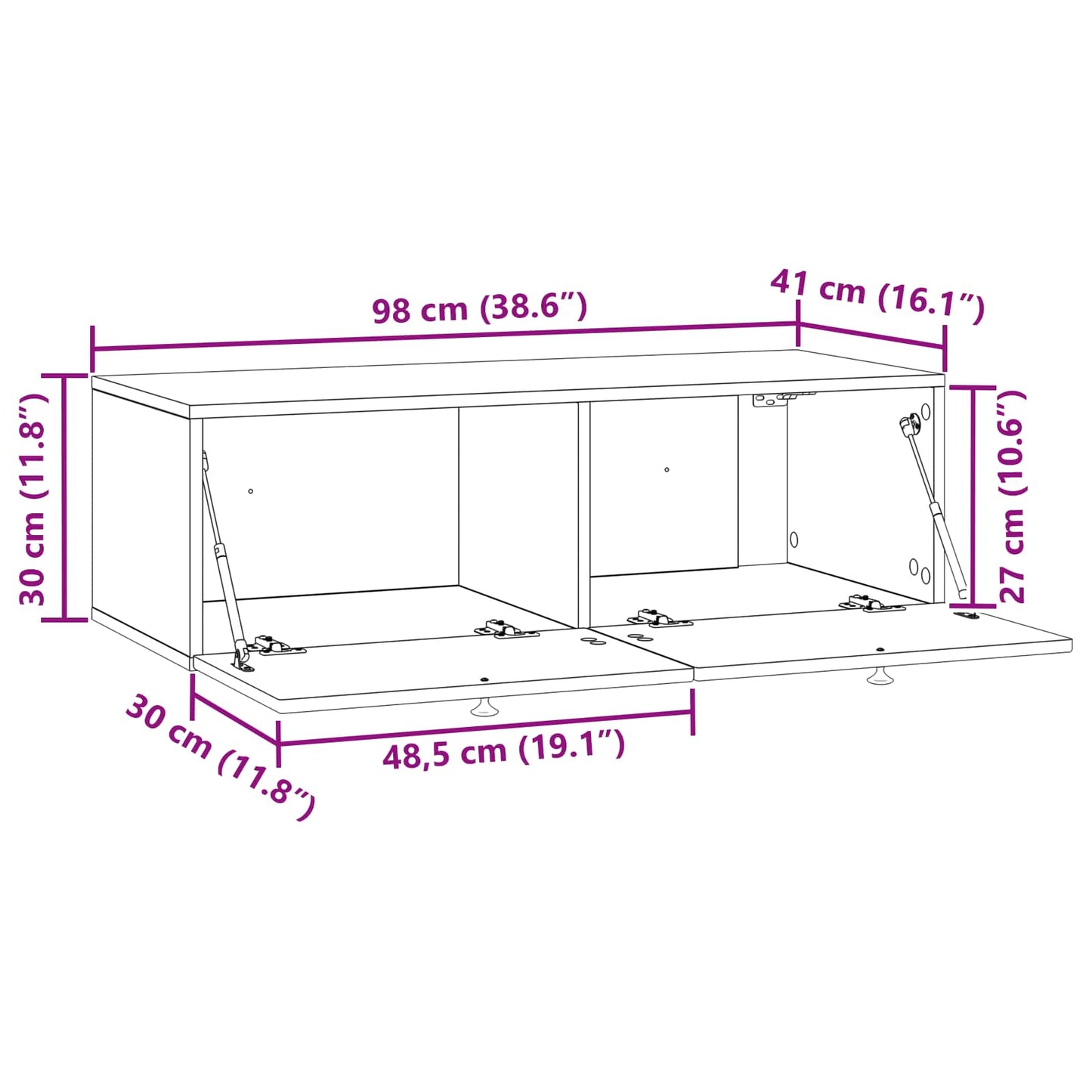Mobile Porta TV da Muro Grigio Cemento 99 x 41 x 30 cm | homemem39