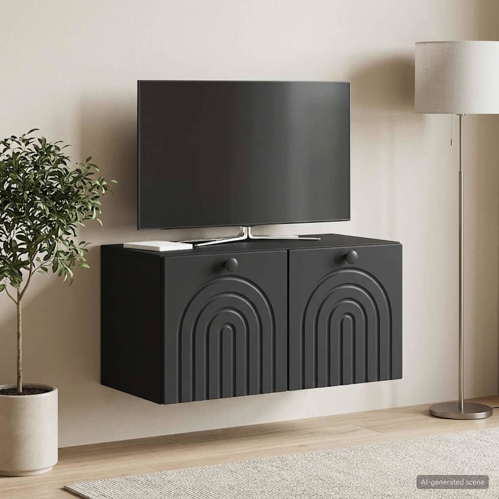 Mobile Porta TV da Muro Nero 59,5 x 31 x 30 cm
