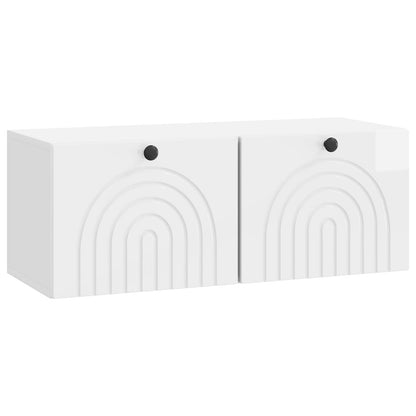 Mobile Porta TV da Muro Bianco Lucido 78,5 x 31 x 30 cm
