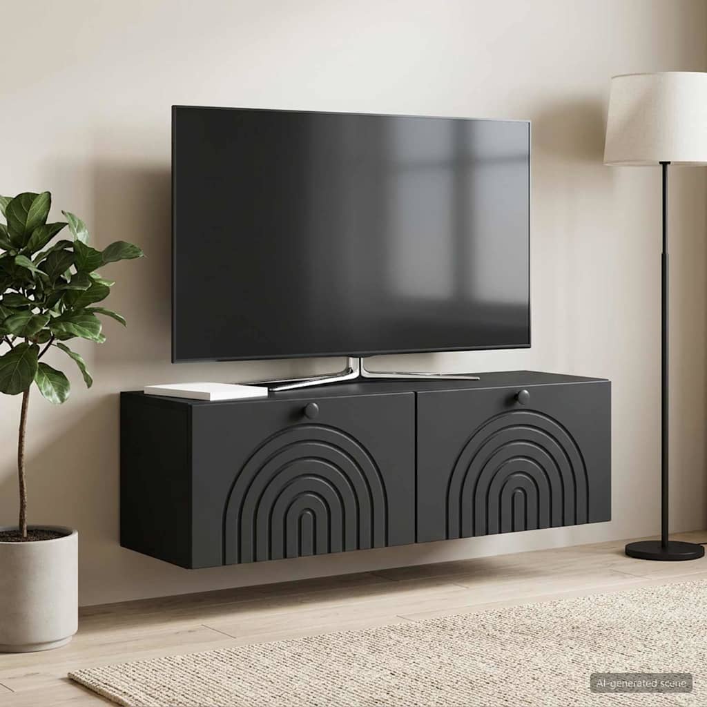 Mobile Porta TV da Muro Montaggio a parete Nero 98 x 31 x 30 cm