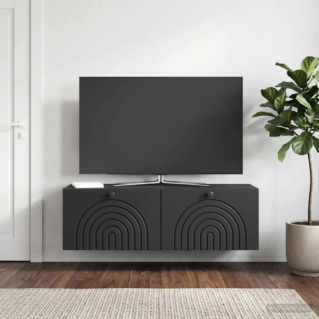 Mobile Porta TV da Muro Montaggio a parete Nero 98 x 31 x 30 cm