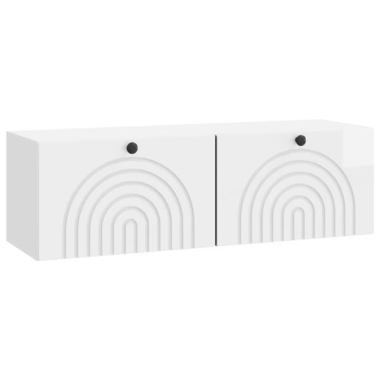 Mobile Porta TV da Muro Bianco Lucido 98 x 31 x 30 cm