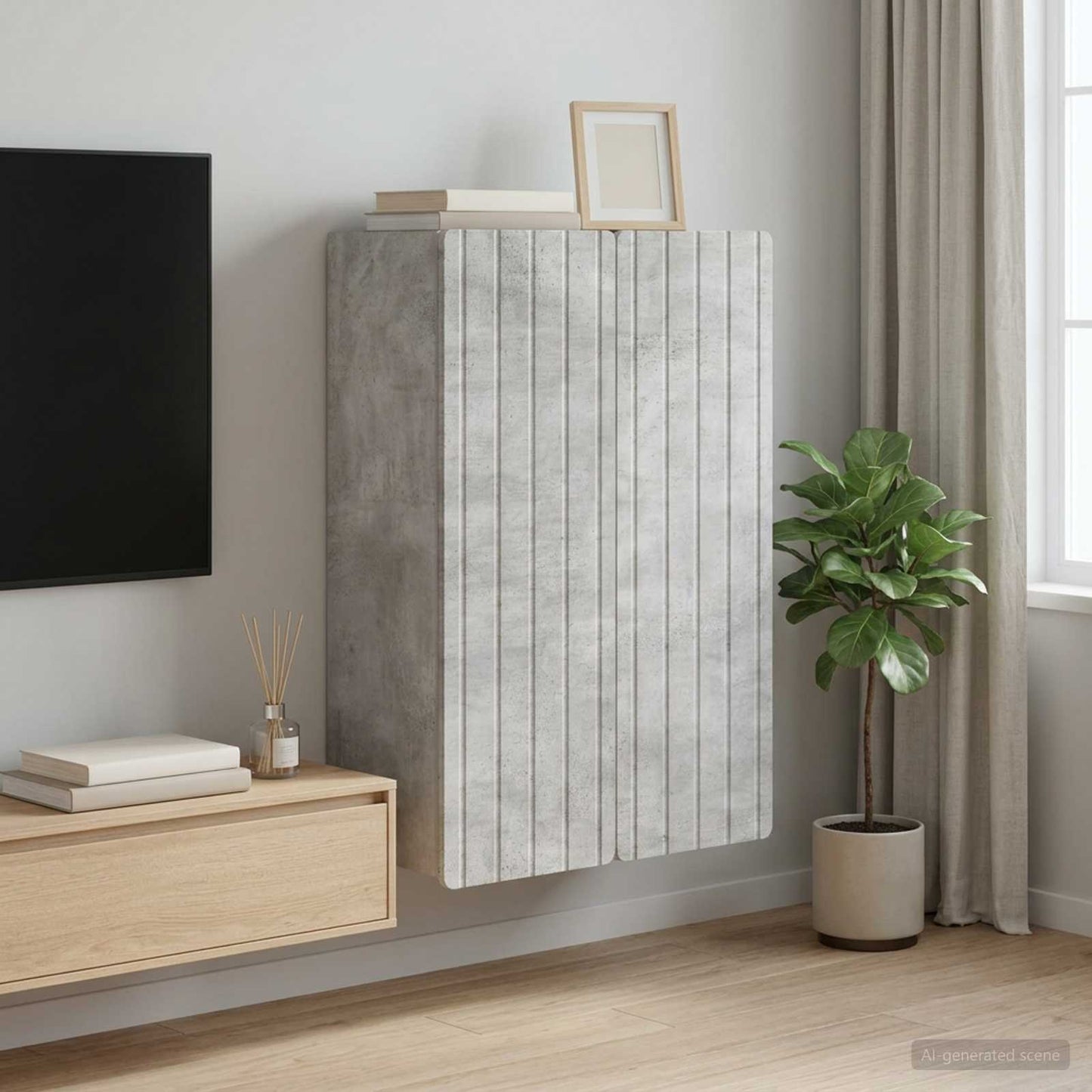 Mobiletto a muro Grigio Cemento 66 x 34,5 x 92 cm