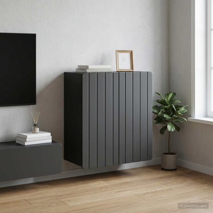 Mobiletto a muro Nero 59 x 31 x 64 cm Legno ingegnerizzato