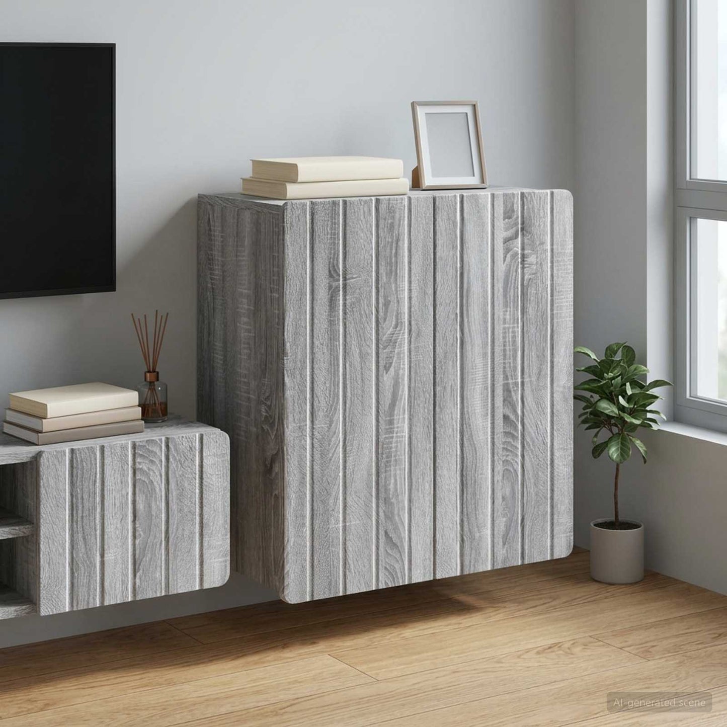 Mobiletto a muro Sonoma grigio 59 x 31 x 64 cm