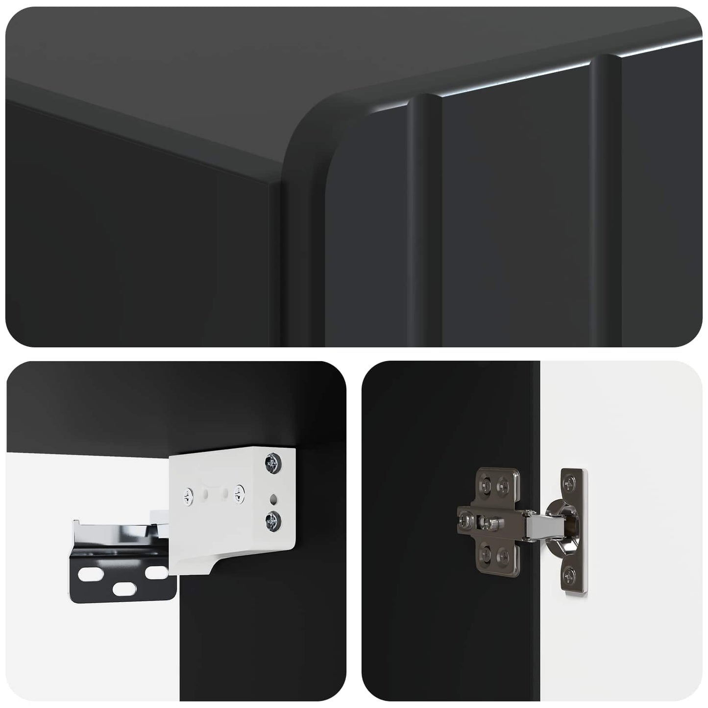 Mobiletto a muro Nero 33 x 34,5 x 94 cm Legno ingegnerizzato | homemem39