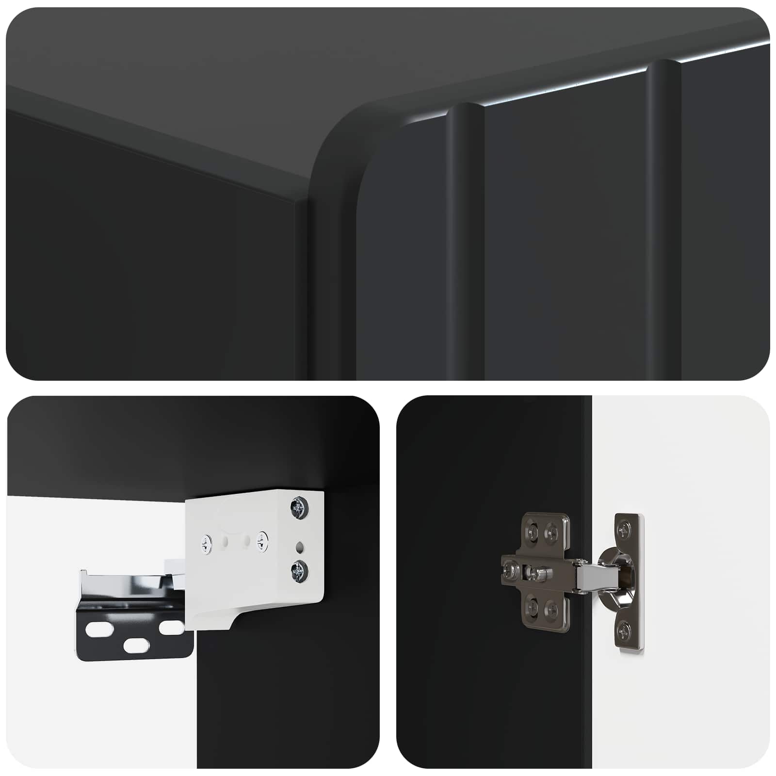 Mobiletto a muro Nero 33 x 34,5 x 94 cm Legno ingegnerizzato | homemem39