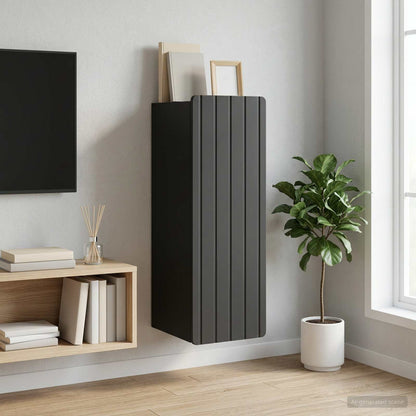 Mobiletto a muro Nero 33 x 34,5 x 94 cm Legno ingegnerizzato