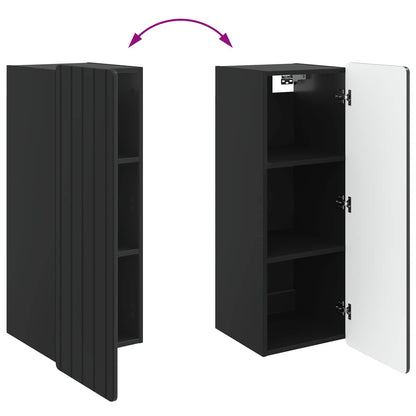 Mobiletto a muro Nero 33 x 34,5 x 94 cm Legno ingegnerizzato | homemem39
