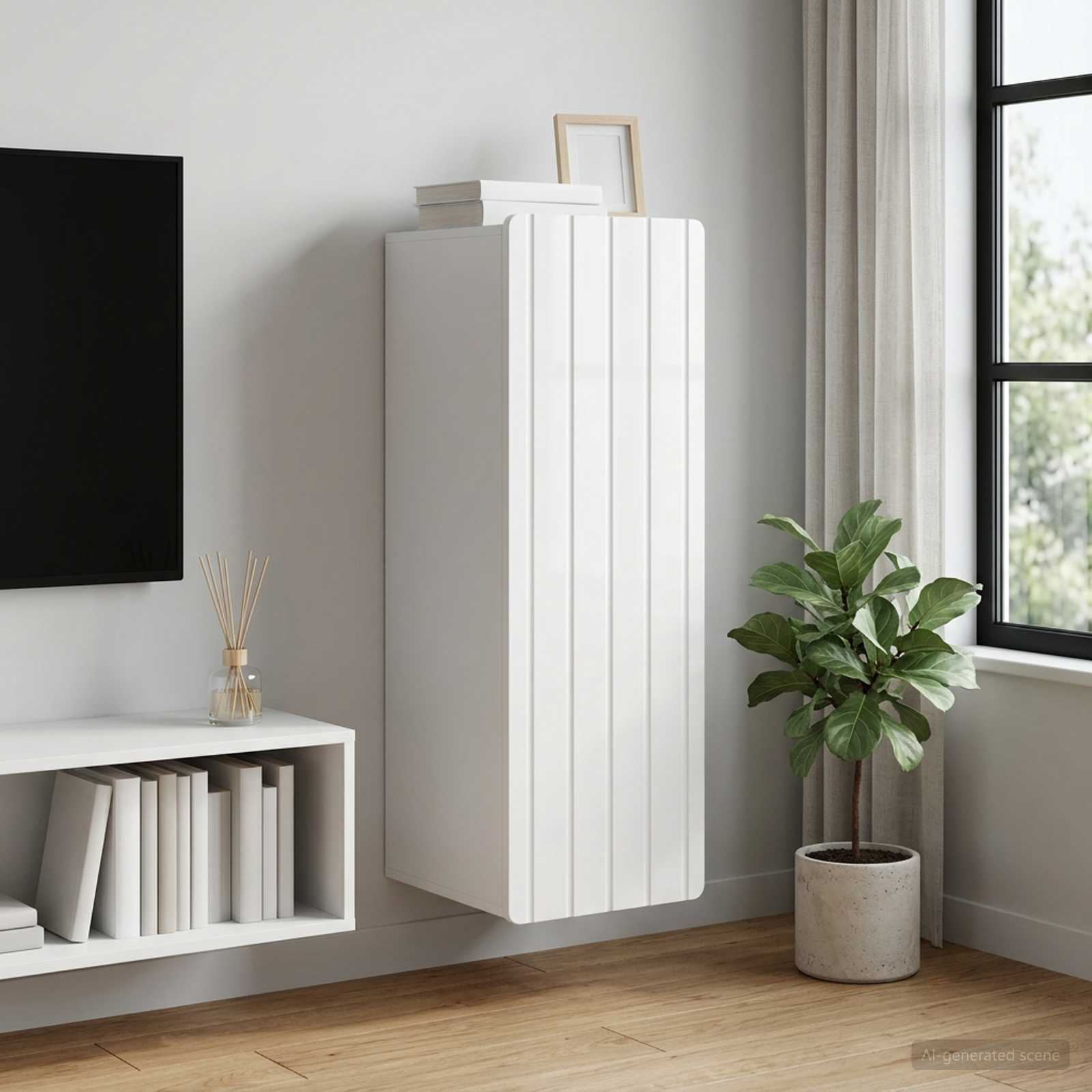Mobiletto a muro Bianco Lucido 33 x 34,5 x 94 cm | homemem39