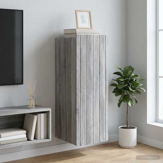 Mobiletto a muro Sonoma grigio 33 x 34,5 x 94 cm