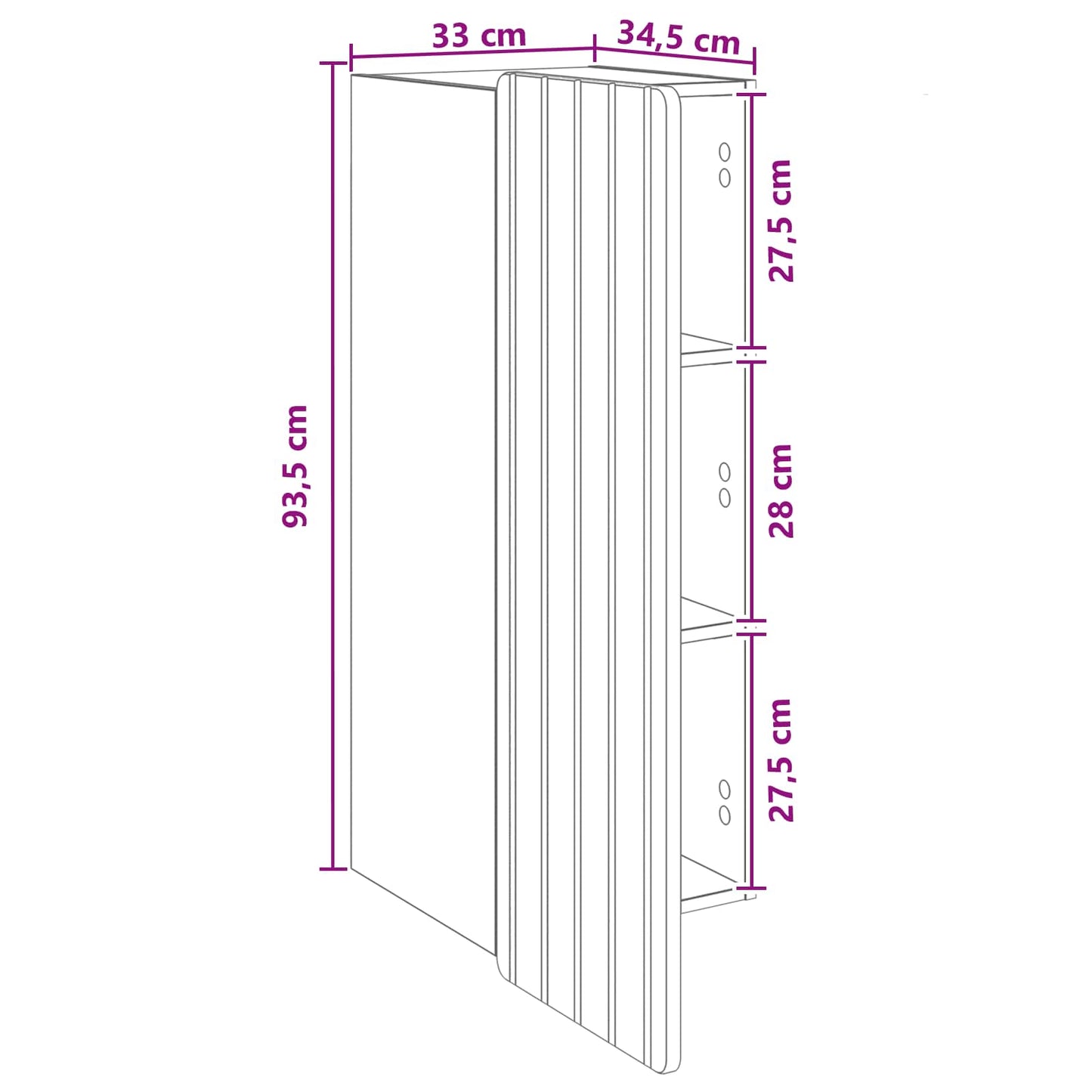 Mobiletto a muro 33 x 34,5 x 94 cm Legno ingegnerizzato | homemem39