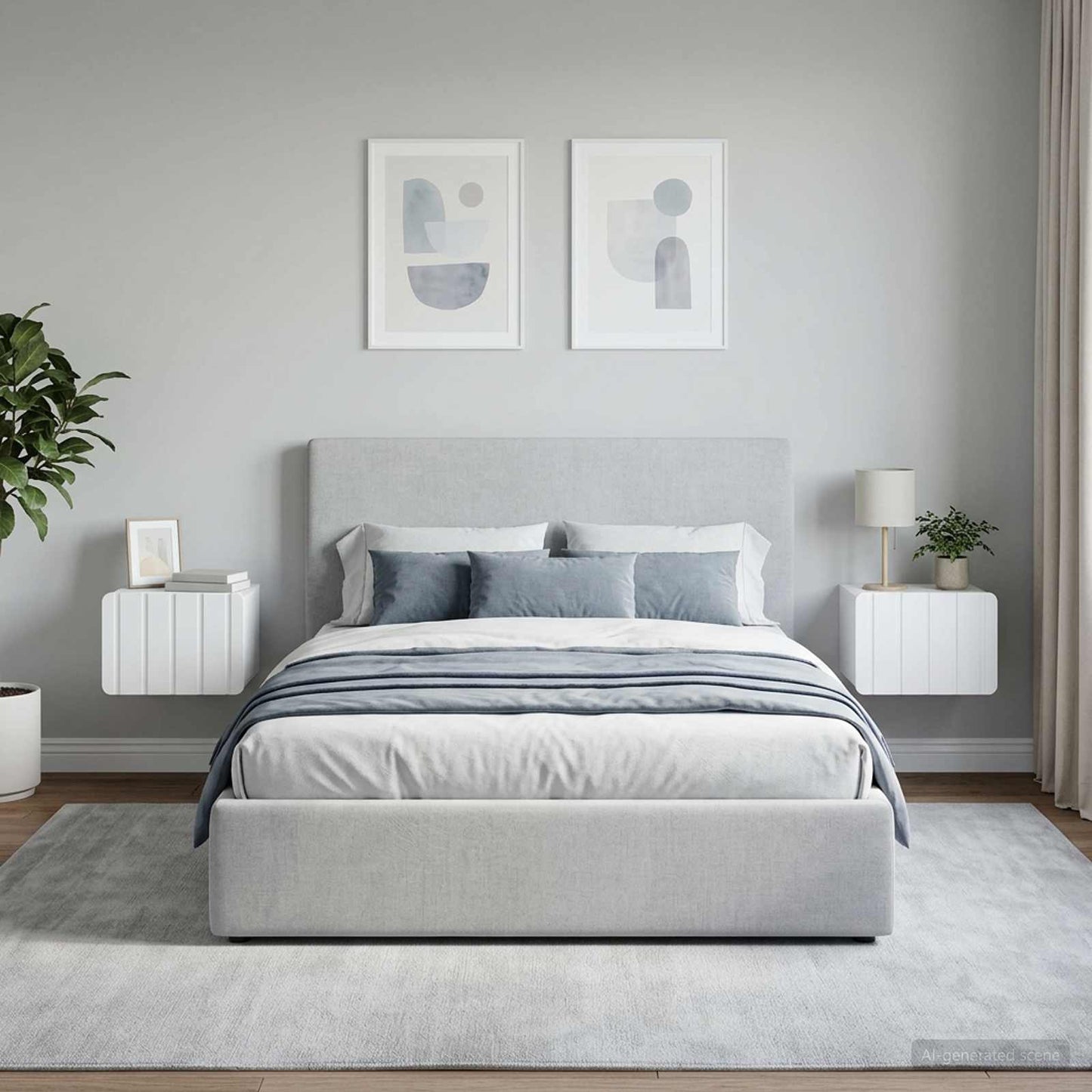 Mobiletto da notte a muro 2 pz Bianco 33 x 34,5 x 24 cm