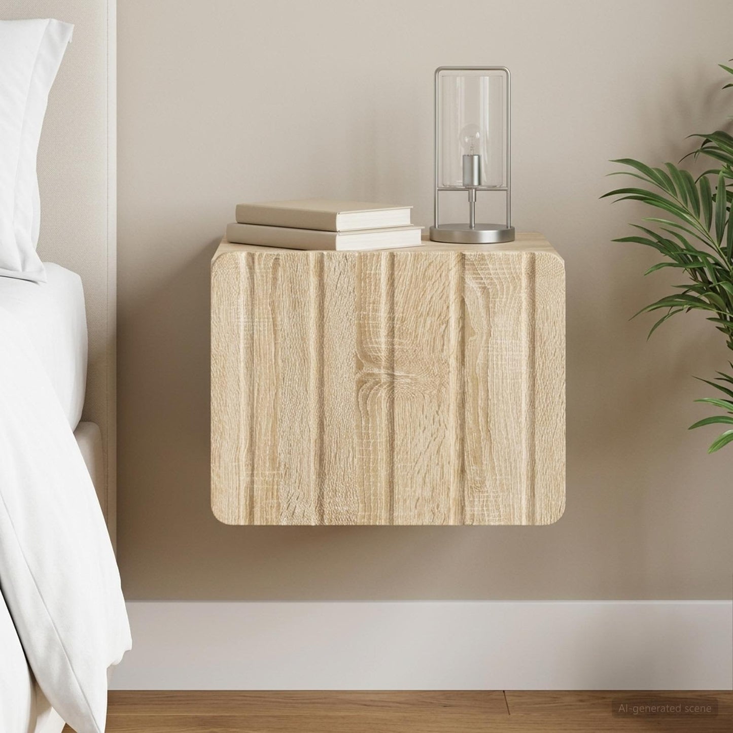 Mobiletto da notte a muro Rovere Sonoma 33 x 34,5 x 24 cm