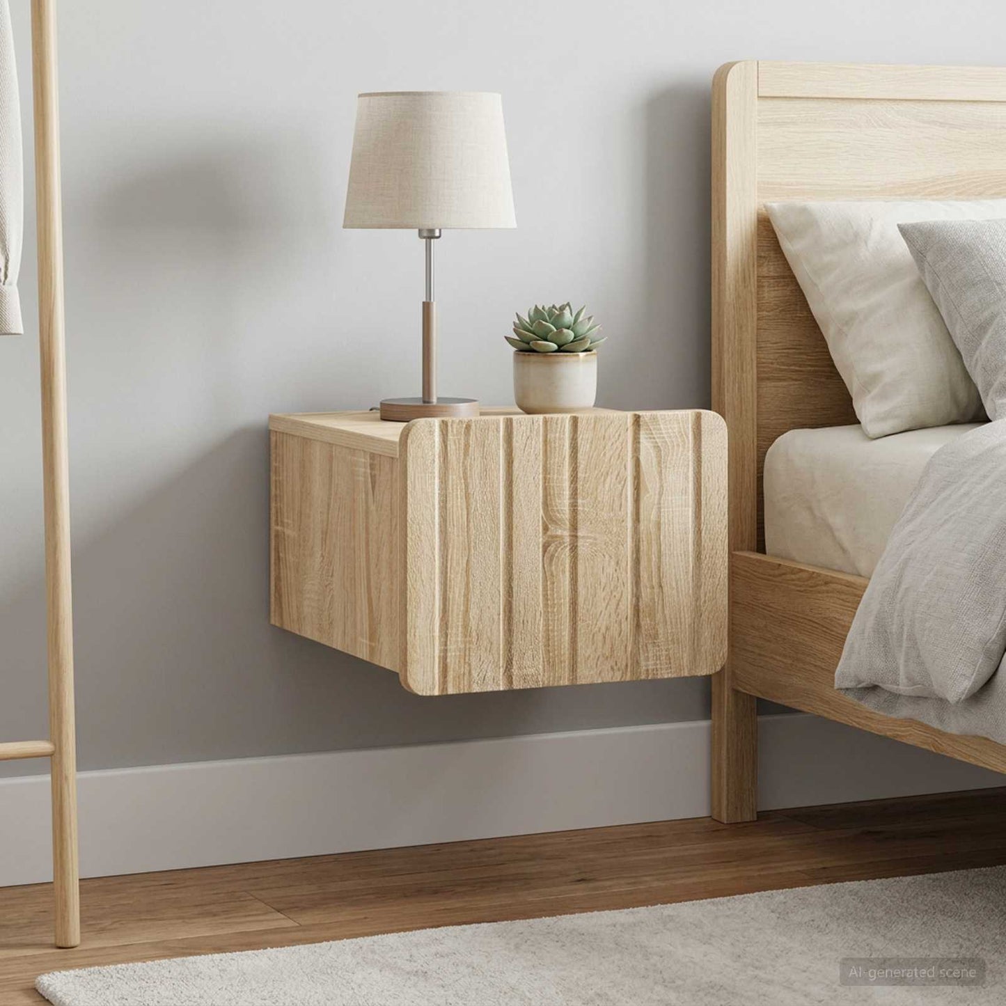 Mobiletto da notte a muro 2 pz Rovere Sonoma 33 x 34,5 x 24 cm