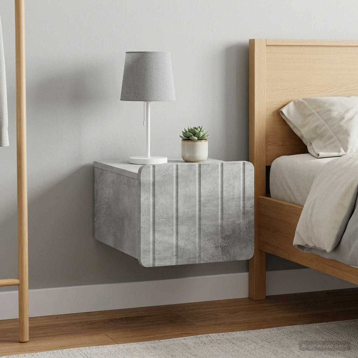 Mobiletto da notte a muro 2 pz Grigio Cemento 33 x 34,5 x 24 cm