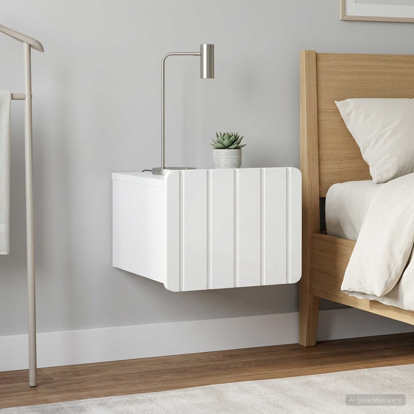 Mobiletto da notte a muro 2 pz Bianco Lucido 33 x 34,5 x 24 cm