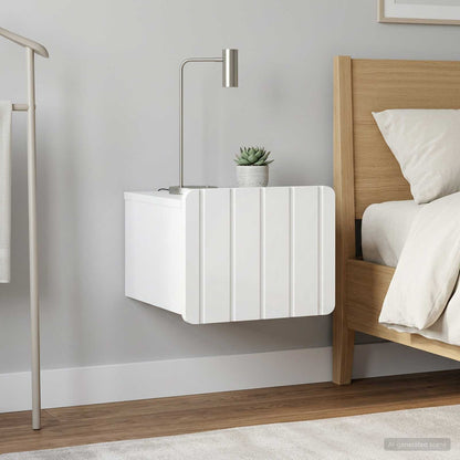 Mobiletto da notte a muro 2 pz Bianco Lucido 33 x 34,5 x 24 cm