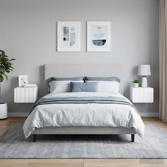 Mobiletto da notte a muro 2 pz Bianco Lucido 33 x 34,5 x 24 cm