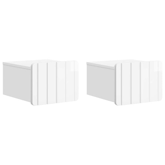 Mobiletto da notte a muro 2 pcs Bianco Lucido 33 x 34,5 x 24 cm