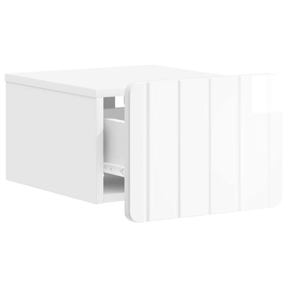 Mobiletto da notte a muro 2 pz Bianco Lucido 33 x 34,5 x 24 cm