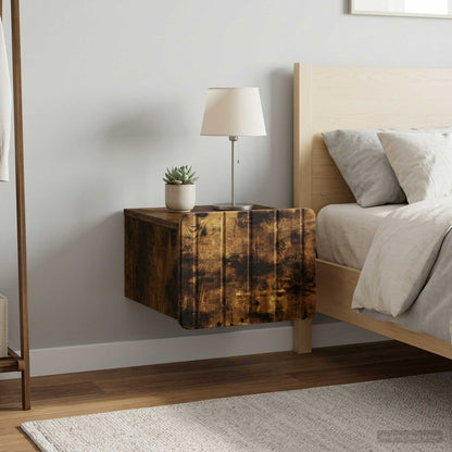 Mobiletto da notte a muro 2 pz Rovere Fumo 33 x 34,5 x 24 cm