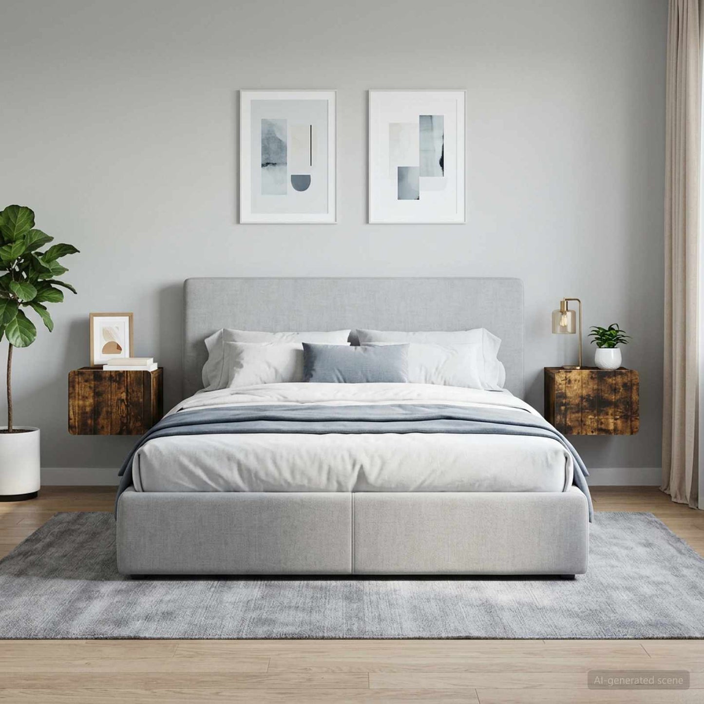 Mobiletto da notte a muro 2 pz Rovere Fumo 33 x 34,5 x 24 cm