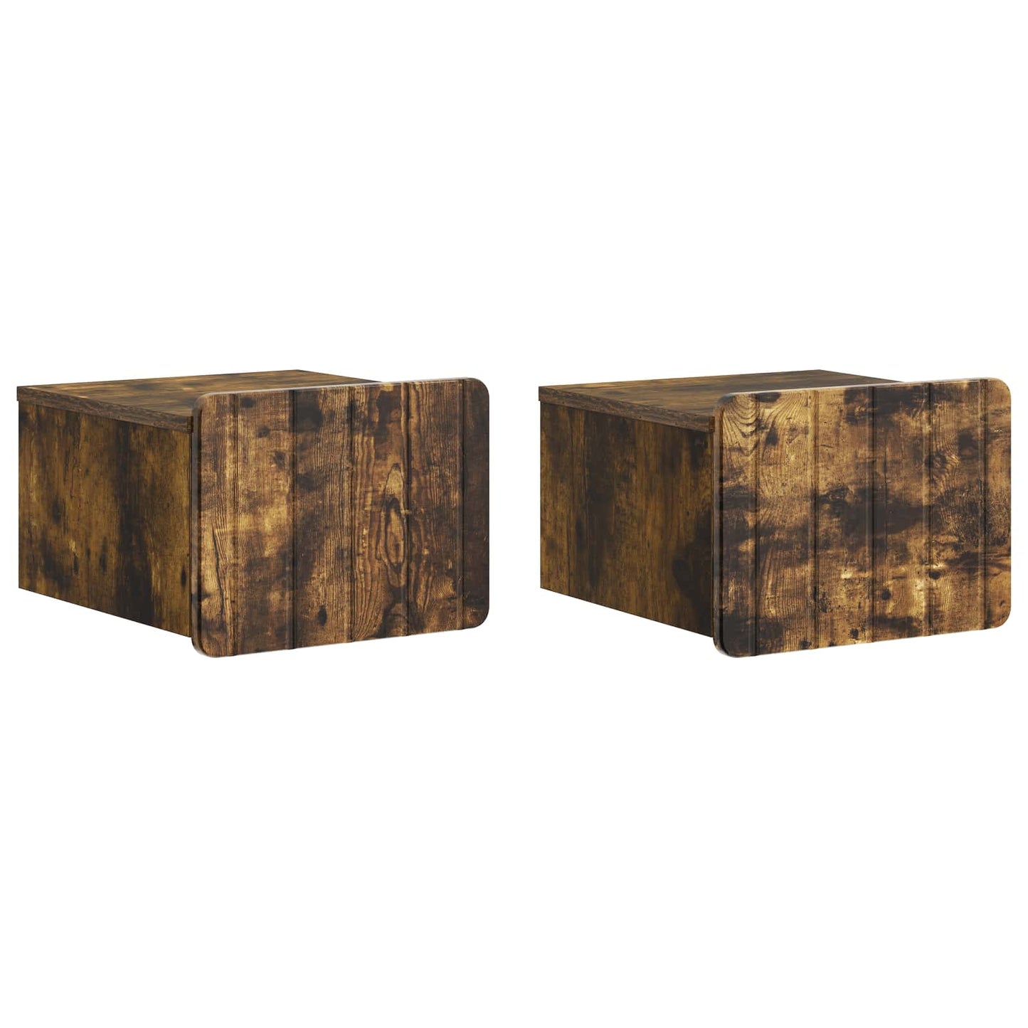 Mobiletto da notte a muro 2 pz Rovere Fumo 33 x 34,5 x 24 cm
