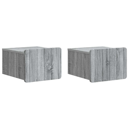 Mobiletto da notte a muro 2 pz Grigio Sonoma 33 x 34,5 x 24 cm