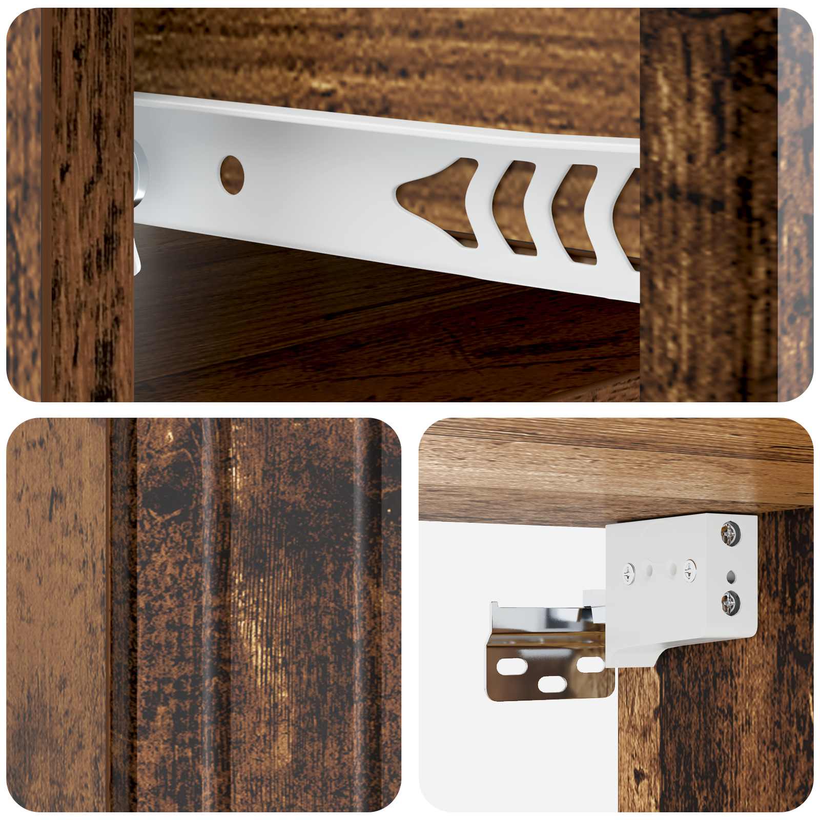 Mobiletto da notte a muro 2 pcs Legno antico 33 x 34,5 x 24 cm | homemem39