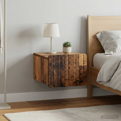 Mobiletto da notte a muro 2 pz Legno antico 33 x 34,5 x 24 cm