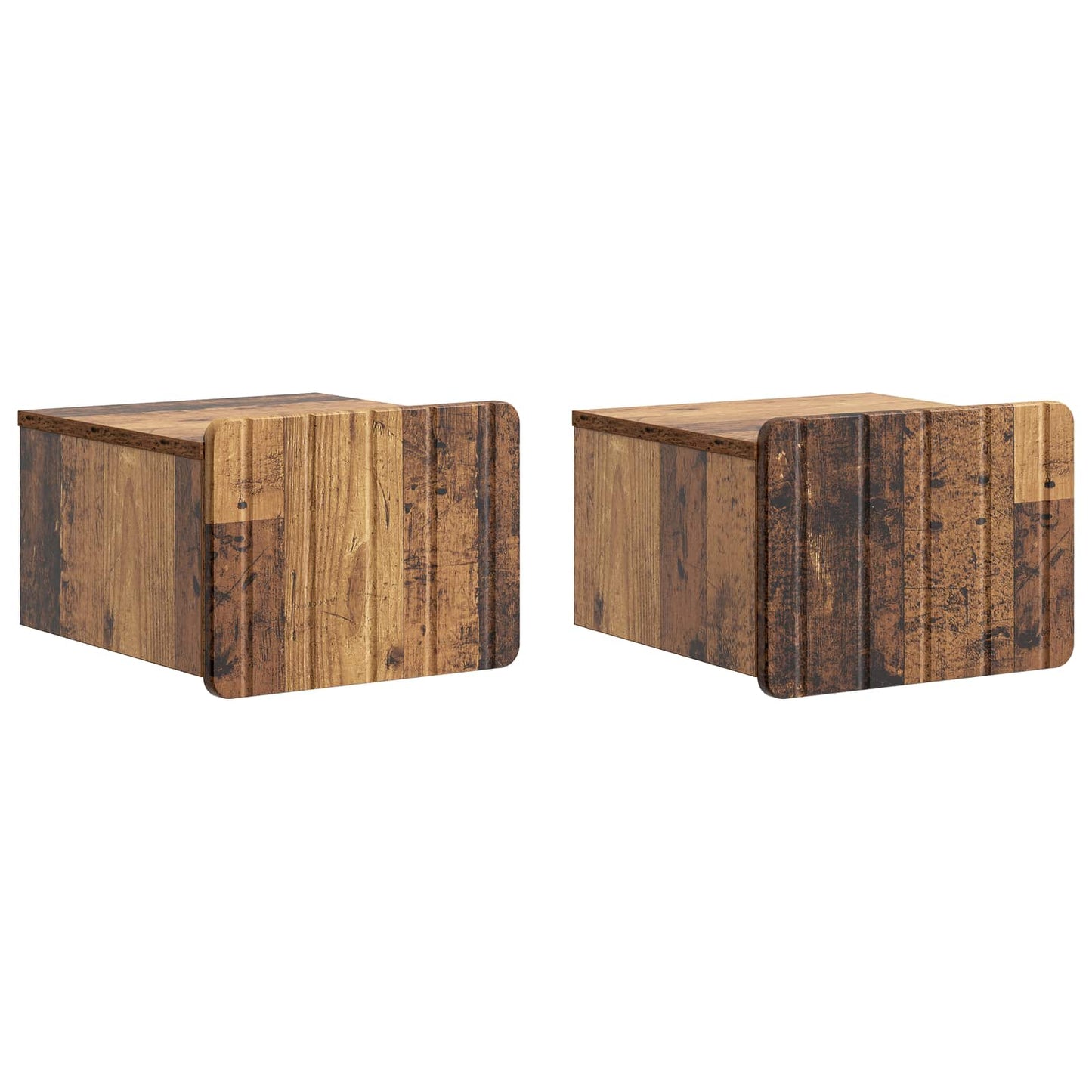 Mobiletto da notte a muro 2 pz Legno antico 33 x 34,5 x 24 cm