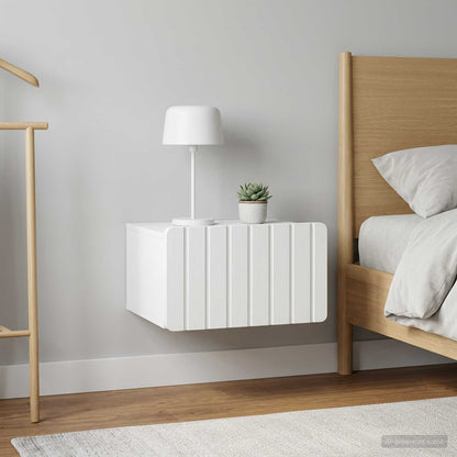 Mobiletto da notte a muro 2 pz Bianco 49 x 34,5 x 24 cm
