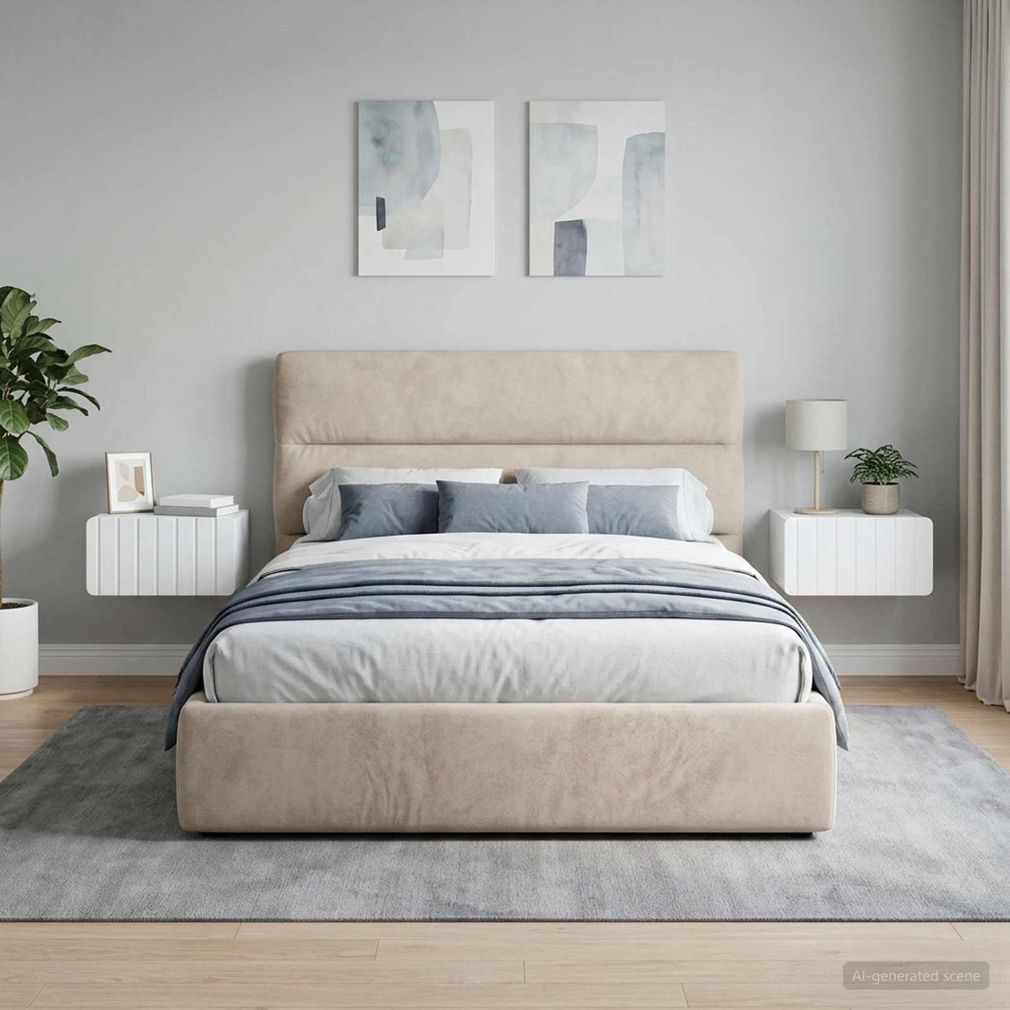 Mobiletto da notte a muro 2 pz Bianco 49 x 34,5 x 24 cm