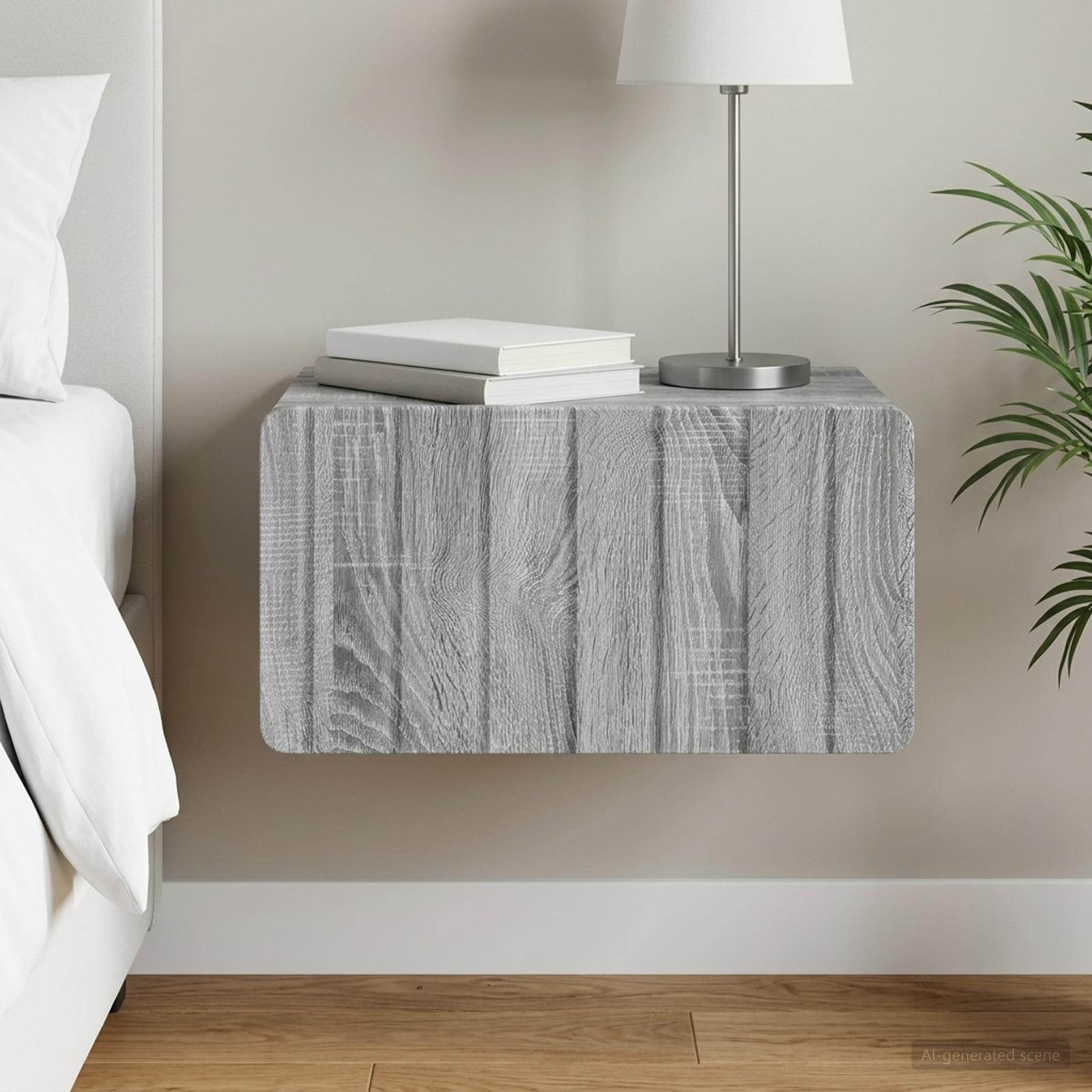 Mobiletto da notte a muro Grigio Sonoma 49 x 34,5 x 24 cm | homemem39