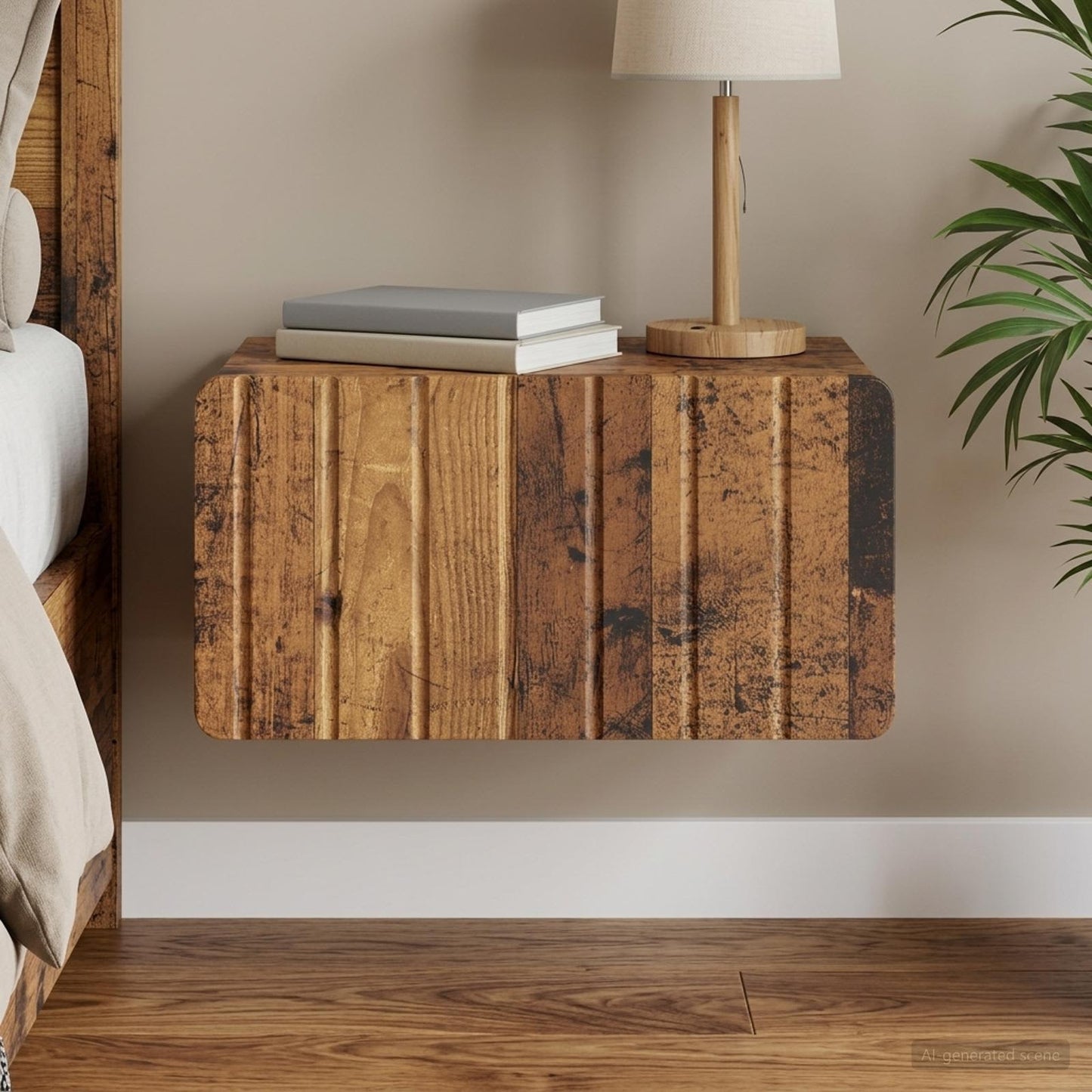 Mobiletto da notte a muro Legno antico 49 x 34,5 x 24 cm | homemem39