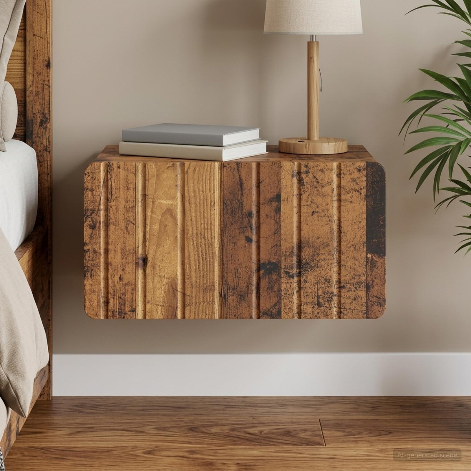 Mobiletto da notte a muro Legno antico 49 x 34,5 x 24 cm | homemem39