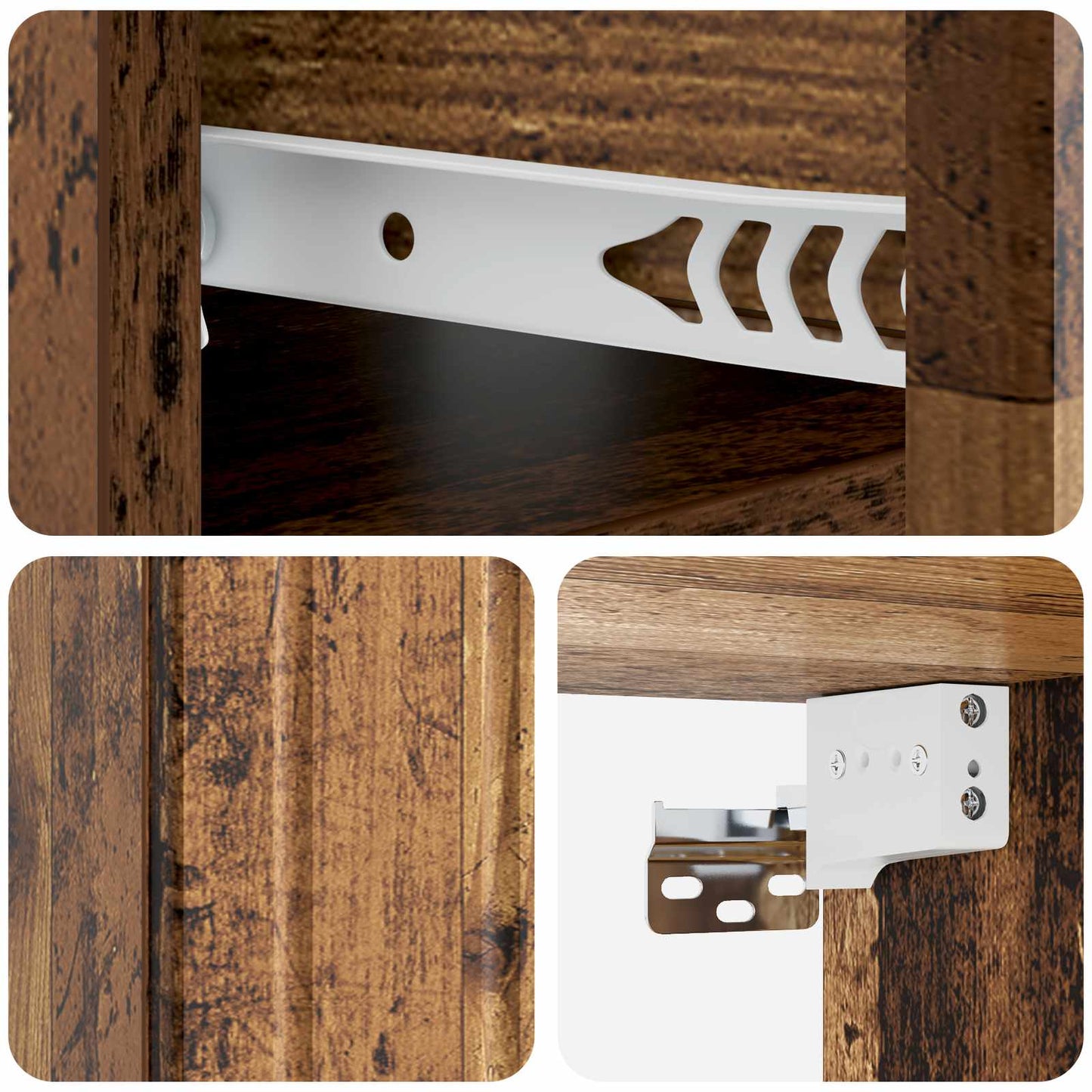 Mobiletto da notte a muro 2 pcs Legno antico 49 x 34,5 x 24 cm | homemem39