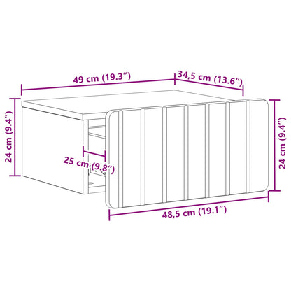 Mobiletto da notte a muro Rovere Artigianale 49 x 34,5 x 24 cm | homemem39