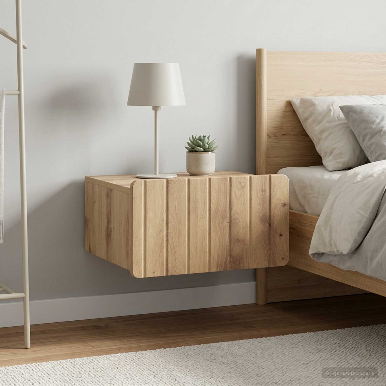 Mobiletto da notte a muro 2 pz Rovere Artigianale | homemem39