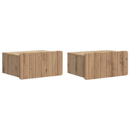 Mobiletto da notte a muro 2 pz Rovere Artigianale | homemem39