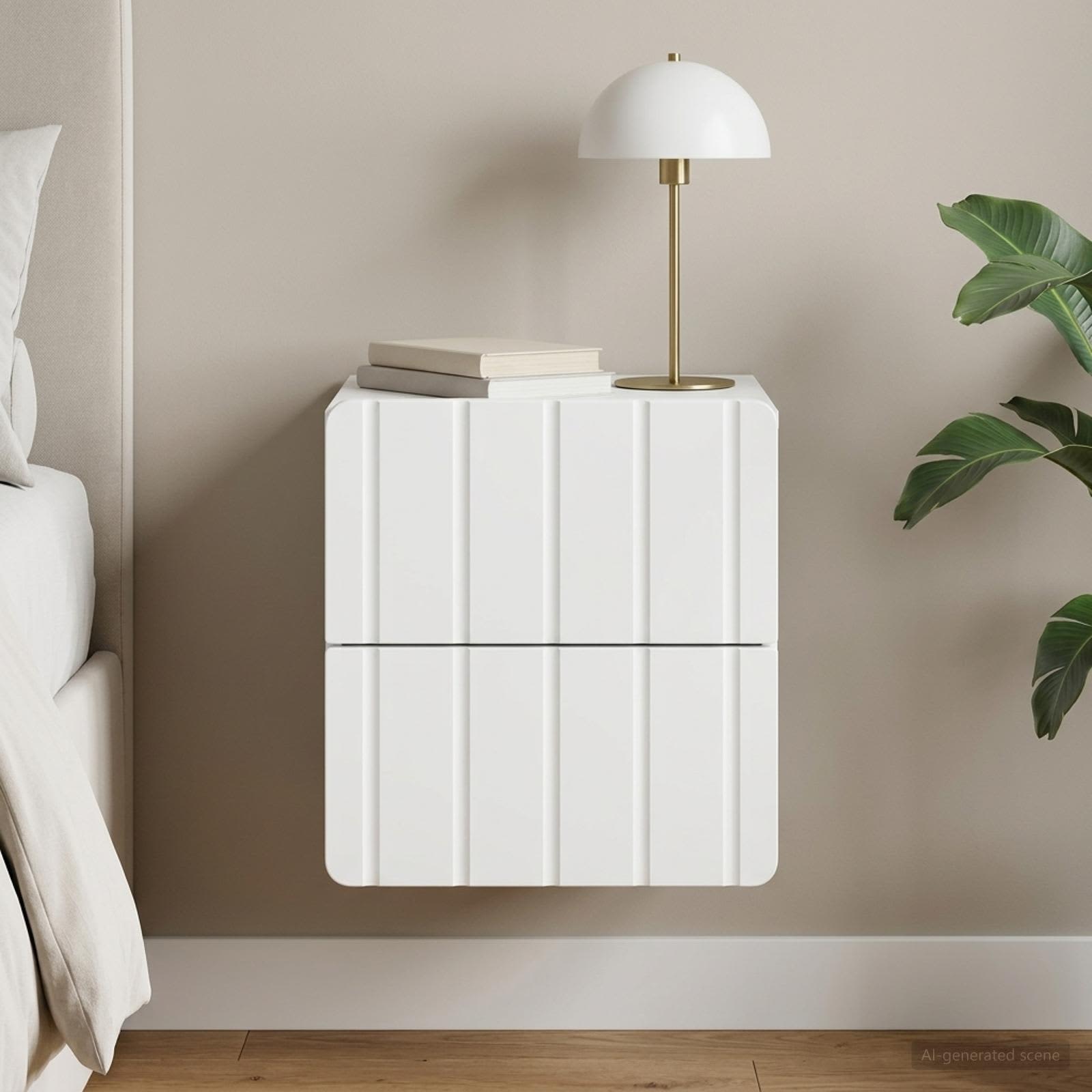 Mobiletto da notte a muro con cassetto Bianco 33 x 34,5 x 43 cm | homemem39