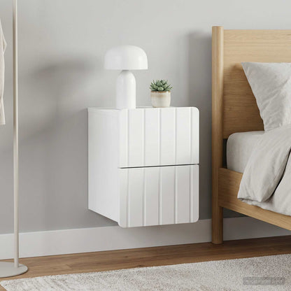 Mobiletto da notte a muro 2 pz Bianco 33 x 34,5 x 43 cm