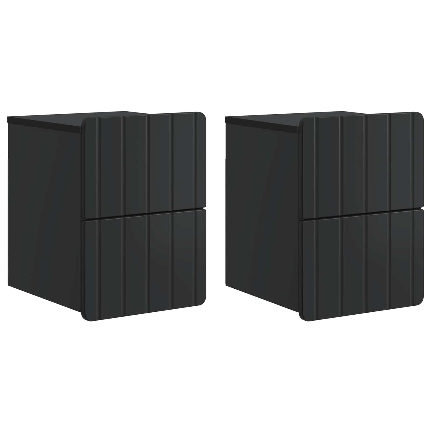 Mobiletto da notte a muro 2 pz Nero 33 x 34,5 x 43 cm