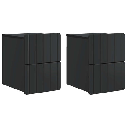 Mobiletto da notte a muro 2 pz Nero 33 x 34,5 x 43 cm