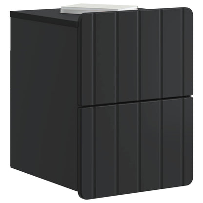 Mobiletto da notte a muro 2 pz Nero 33 x 34,5 x 43 cm