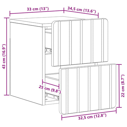 Mobiletto da notte a muro Rovere Sonoma 33 x 34,5 x 43 cm | homemem39