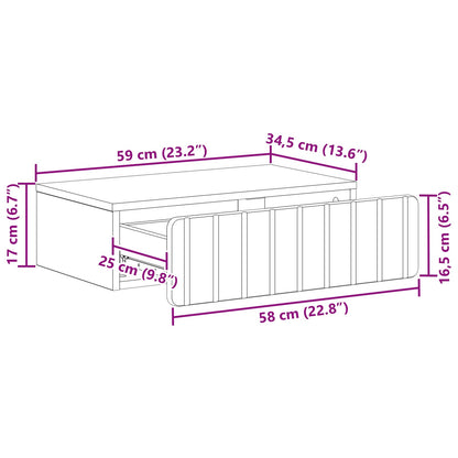 Tavolino da Parete Laterale Rovere Sonoma 59 x 34,5 x 17 cm - homemem39